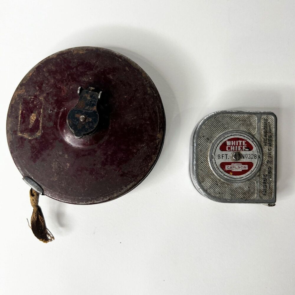 Vintage Tape Measure Set of 2 White Chief Lufkin